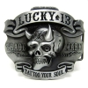 Tattoo skull Lucky 13 duża klamra stare srebro (id: 2564)